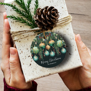 Etiquetas Para Lembrancinhas Enfeites de Natal em Dourado e Verde Chic