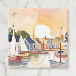 Etiquetas Para Lembrancinhas Enseada de Barcos | Pintura em Aquarela de Água do