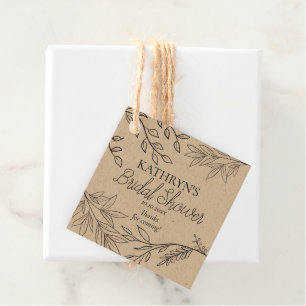 Etiquetas Para Lembrancinhas Esboços florais pretos Wispy no chá de panela de