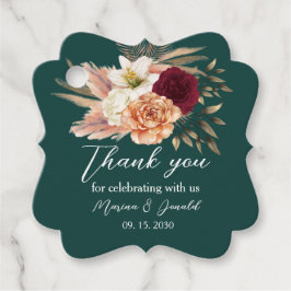 Etiquetas Para Lembrancinhas Esmeralda Burgundy Floral Obrigado