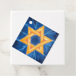 Etiquetas Para Lembrancinhas Estrela de Davi Hanukkah Aquarela Azul