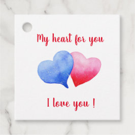 Etiquetas Para Lembrancinhas Eu amo você coração vermelho e azul Dia dos Namora