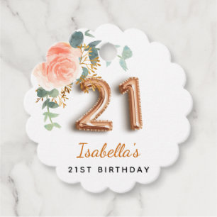Etiquetas Para Lembrancinhas eucalipto aniversário de 21 anos floral rosa dour