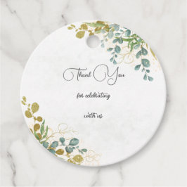 Etiquetas Para Lembrancinhas Eucalipto verde e dourado em aquarela obrigado