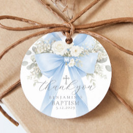 Etiquetas Para Lembrancinhas Eucalyptus Blue Bow Baptism Thank you