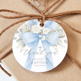 Etiquetas Para Lembrancinhas Eucalyptus Blue Bow Baptism Thank you