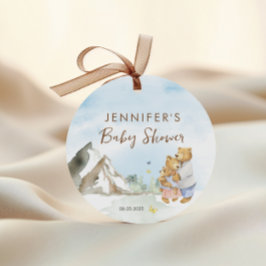 Etiquetas Para Lembrancinhas Família Adorável de Ursos de Aquarela Azul-Montanh