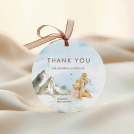 Etiquetas Para Lembrancinhas Família de Ursos de Aquarela Azul-Montanha Encanta