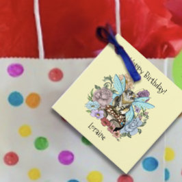 Etiquetas Para Lembrancinhas Fantasia Floral de Gato Fada Tabby Pastel Capricho
