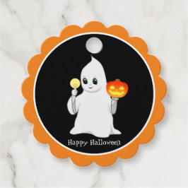 Etiquetas Para Lembrancinhas Fantasma de Halloween e abóbora em preto