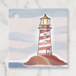 Etiquetas Para Lembrancinhas Farol Clássico | Aquarela de Água Costeira Oceânic
