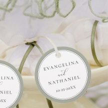 Favor de Casamento Branco Verde Script Clássico El
