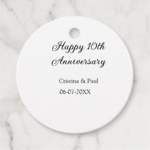 Etiquetas Para Lembrancinhas Feliz 10º aniversário, simples nome de casamento m