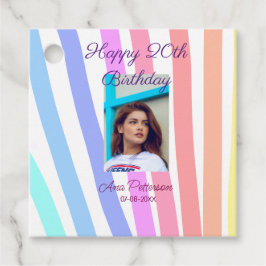 Etiquetas Para Lembrancinhas Feliz 20 Aniversário do arco-íris Rústico Fotógraf