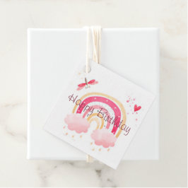 Etiquetas Para Lembrancinhas Feliz Aniversário arco-íris rosa