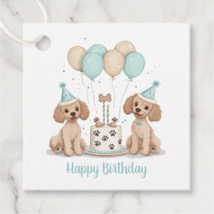 Etiquetas Para Lembrancinhas Feliz Aniversário - Cachorros de Poodle Standard