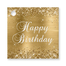 Feliz Aniversário com Folha de Ouro Brilhante