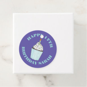 Etiquetas Para Lembrancinhas Feliz aniversário Cupcake Azul Glacé aspersor