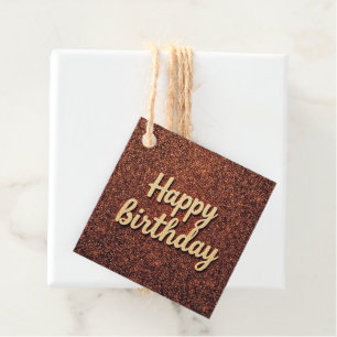 Etiquetas Para Lembrancinhas Feliz Aniversário Glitz Chic Earth-Tone Sparkle