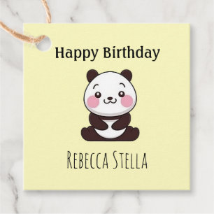 Etiquetas Para Lembrancinhas Feliz aniversário ursinho panda amarelo fofo