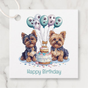 Etiquetas Para Lembrancinhas Feliz aniversário Yorkie Dog