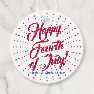 Etiquetas Para Lembrancinhas Feliz dia 4 de julho, estrelas de script, fogos de