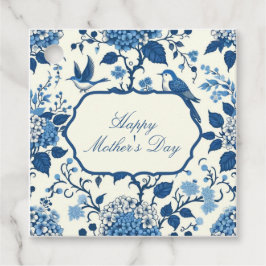 Etiquetas Para Lembrancinhas Feliz Dia de as mães Elegante Blue Chinoiserie Flo
