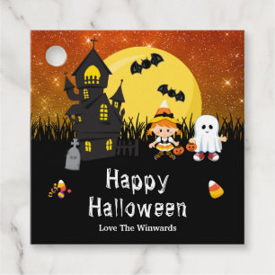 Etiquetas Para Lembrancinhas Feliz Festa de Halloween, Bruxa Laranja