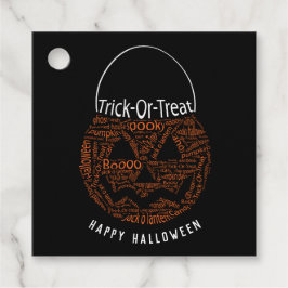 Etiquetas Para Lembrancinhas Feliz Halloween Jack O Lanterna Palavra Arte Negra