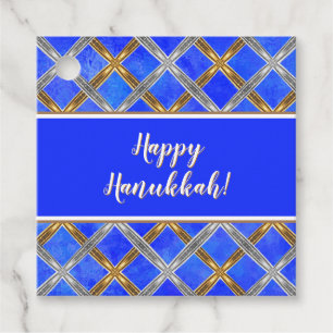 Etiquetas Para Lembrancinhas Feliz Hanukkah Dourado, Prata e Lacrado Branco