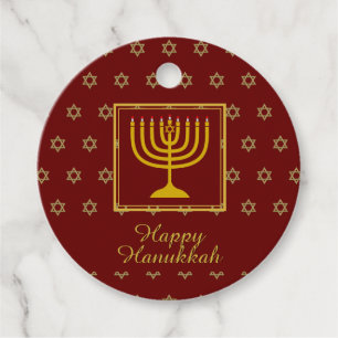 Etiquetas Para Lembrancinhas FELIZ HANUKKAH Menorah Personalizou Vermelho