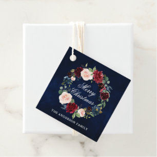 Etiquetas Para Lembrancinhas Feliz Natal floral da grinalda da aguarela