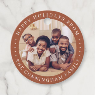 Etiquetas Para Lembrancinhas Feliz Natal Foto Simples da Família Chic Moderna