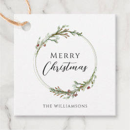 Etiquetas Para Lembrancinhas Feliz Natal, Minimalista Wreath