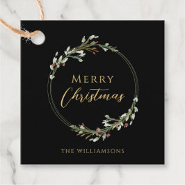 Etiquetas Para Lembrancinhas Feliz Natal Minimalista Wreath Black