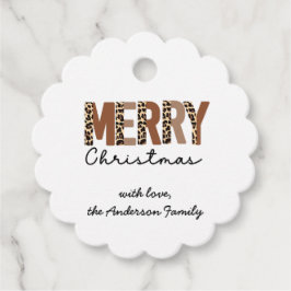 Etiquetas Para Lembrancinhas "Feliz Natal" Moderno Bloqueio de Cor Leopard Boho