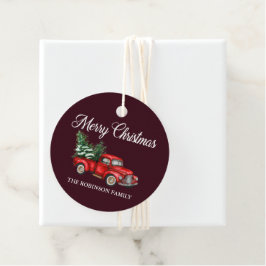Etiquetas Para Lembrancinhas Feliz Natal Watercolor Vintage Red Truck