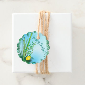 Etiquetas Para Lembrancinhas Feliz padrão de aquarela de Sukkot Lulav e Etrog