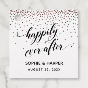 Etiquetas Para Lembrancinhas Feliz para sempre após coração e Confetti Rosa Dou