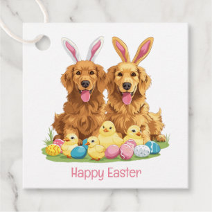 Etiquetas Para Lembrancinhas Feliz Páscoa Cães Retriever Golden Orelhas de Coel