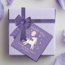 Etiquetas Para Lembrancinhas Feliz Púrpura e Rosa Unicorno Aniversário Obrigado