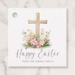 Etiquetas Para Lembrancinhas Felz pascoa Cross Floral
