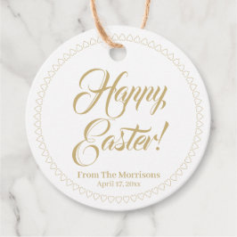 Etiquetas Para Lembrancinhas Felz pascoa ouro corações borda script personaliza