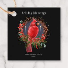 Etiquetas Para Lembrancinhas Feriado Blessings Wreath Yule Cardeal de Natal