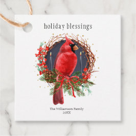 Etiquetas Para Lembrancinhas Feriado Blessings Wreath Yule Cardeal de Natal