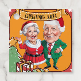 Etiquetas Para Lembrancinhas Feriado charmoso com caricatura vermelha e dourada