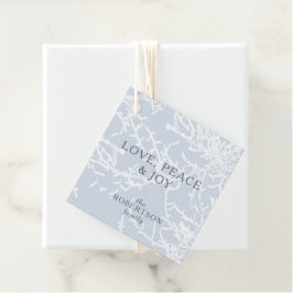 Etiquetas Para Lembrancinhas Feriado das Ramificações de Neve Azul e Branca