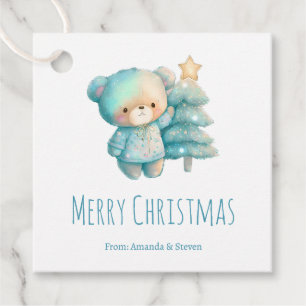 Etiquetas Para Lembrancinhas Feriado em Urso Bonito e Árvore de Natal