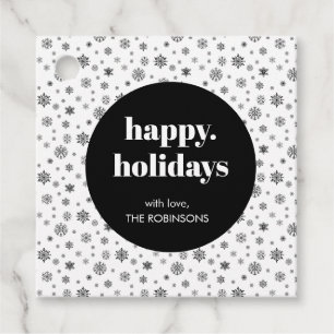 Etiquetas Para Lembrancinhas Feriados felizes minimalistas Flocos de neve preto