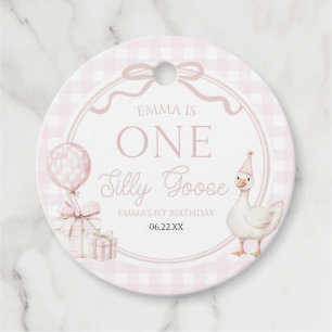 Etiquetas Para Lembrancinhas Festa de 1º Aniversário ONE Silly Goose Arco Rosa